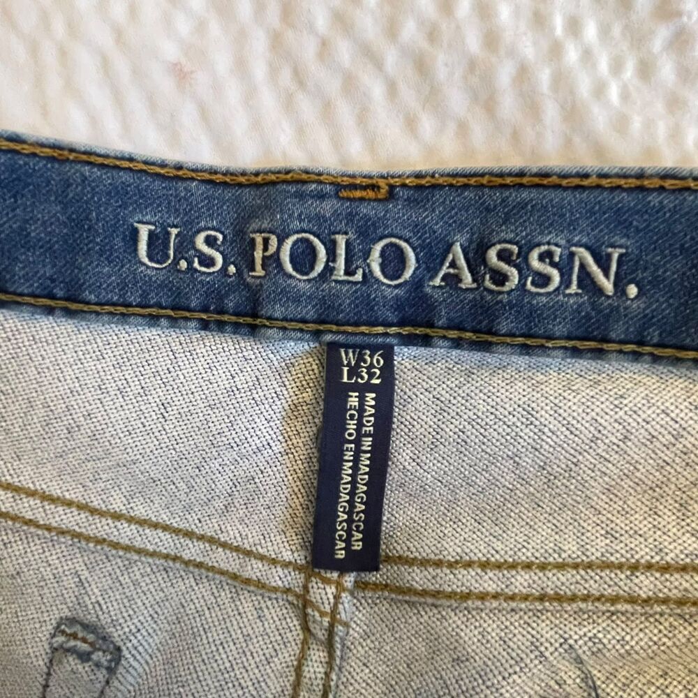 US Polo Assn Mens Straight Leg Jeans Blue Stretch Denim Pants W36 L32 - Picture 4 of 8